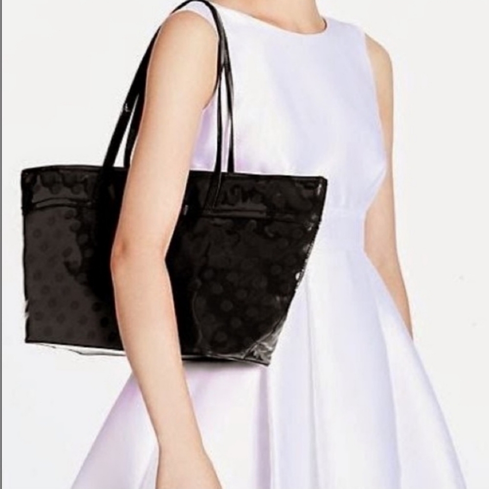 ♠️Kate Spade New York Sophie Camellia Street Patent Tote Black
